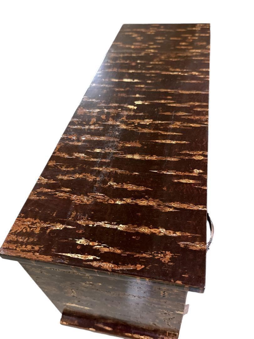 美品希少桜皮細工 角館 秋銘製作所 伝統 工芸品 樺細工 置時計 引出し付き