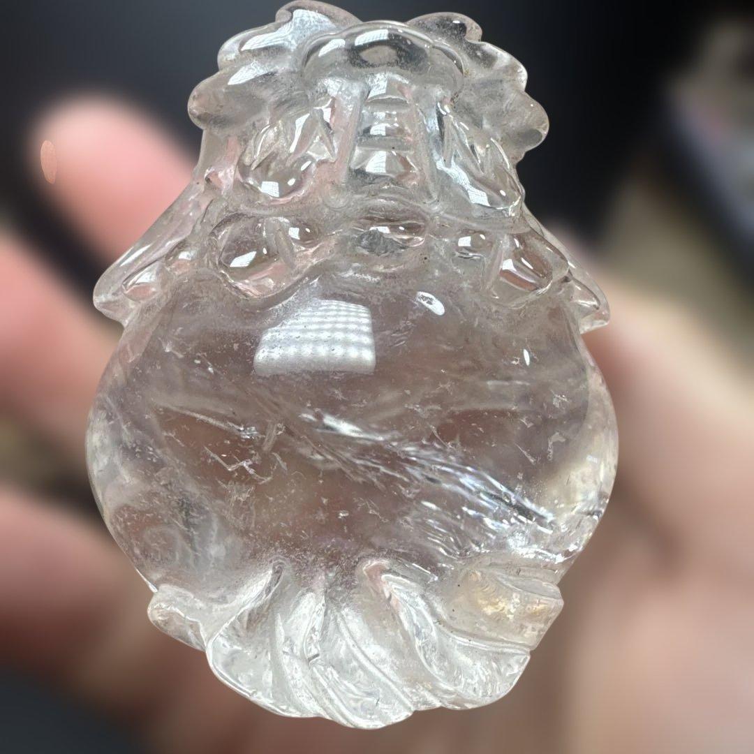 高品質 天然水晶 龍亀 台座付き 約72mm 開運 財運