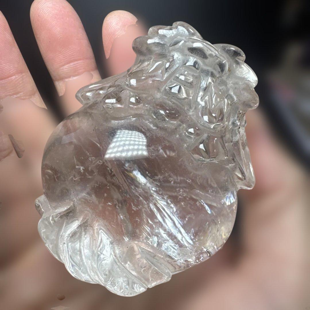 高品質 天然水晶 龍亀 台座付き 約72mm 開運 財運