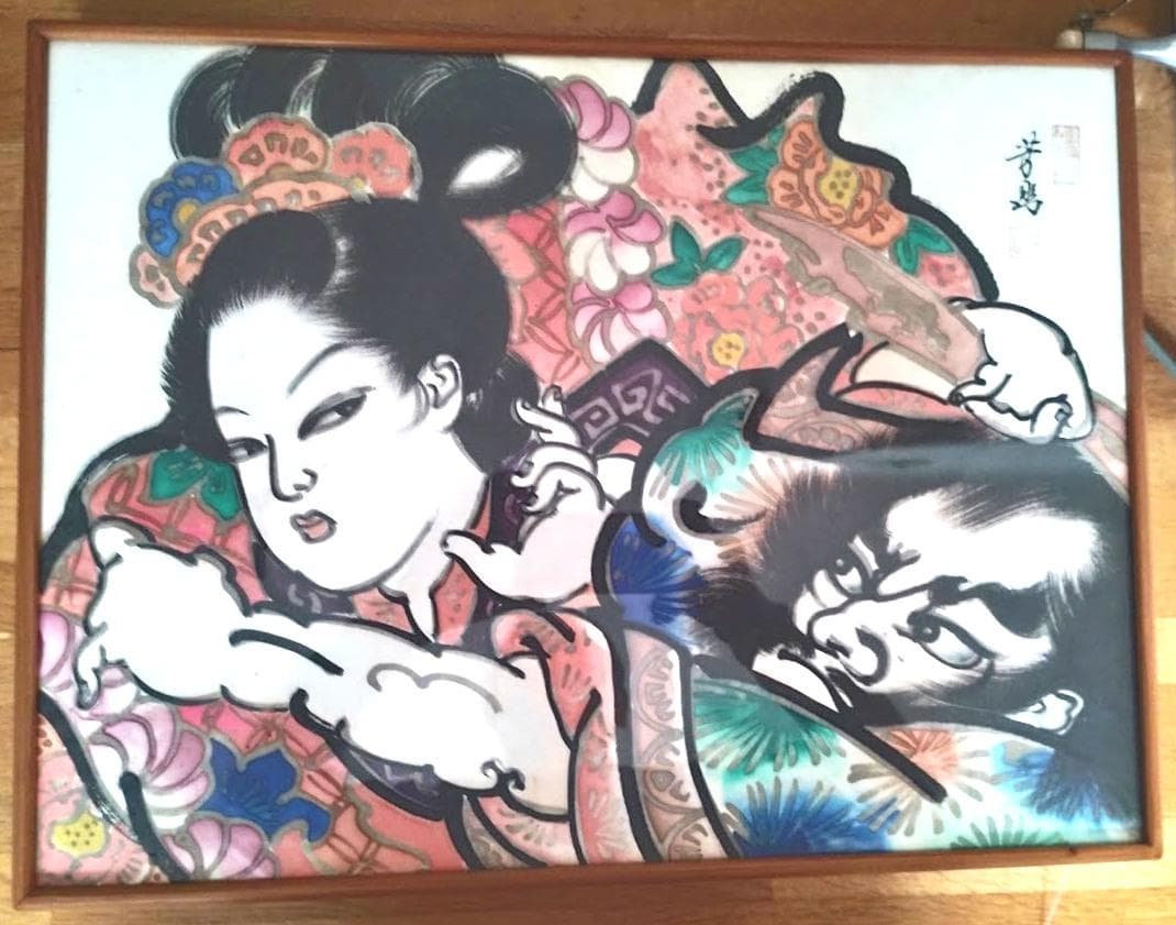 ねぶた絵灯篭アートパネル 木製フレーム