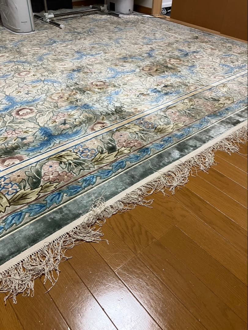 段通 絨毯 約3畳用 カーペット・ラグ・絹 シルク 242×245cm厚み1cm