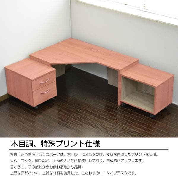 《新品・送料無料》ローデスク3点セット 85cm幅 デスク+ラック+チェスト