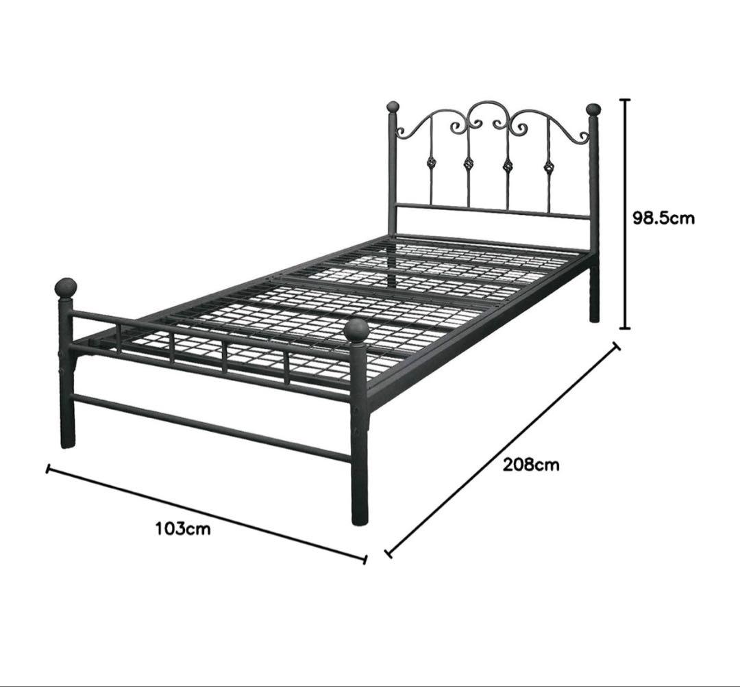 【フレームのみ】【2/21発送】アイアンベッド 黒　シングル