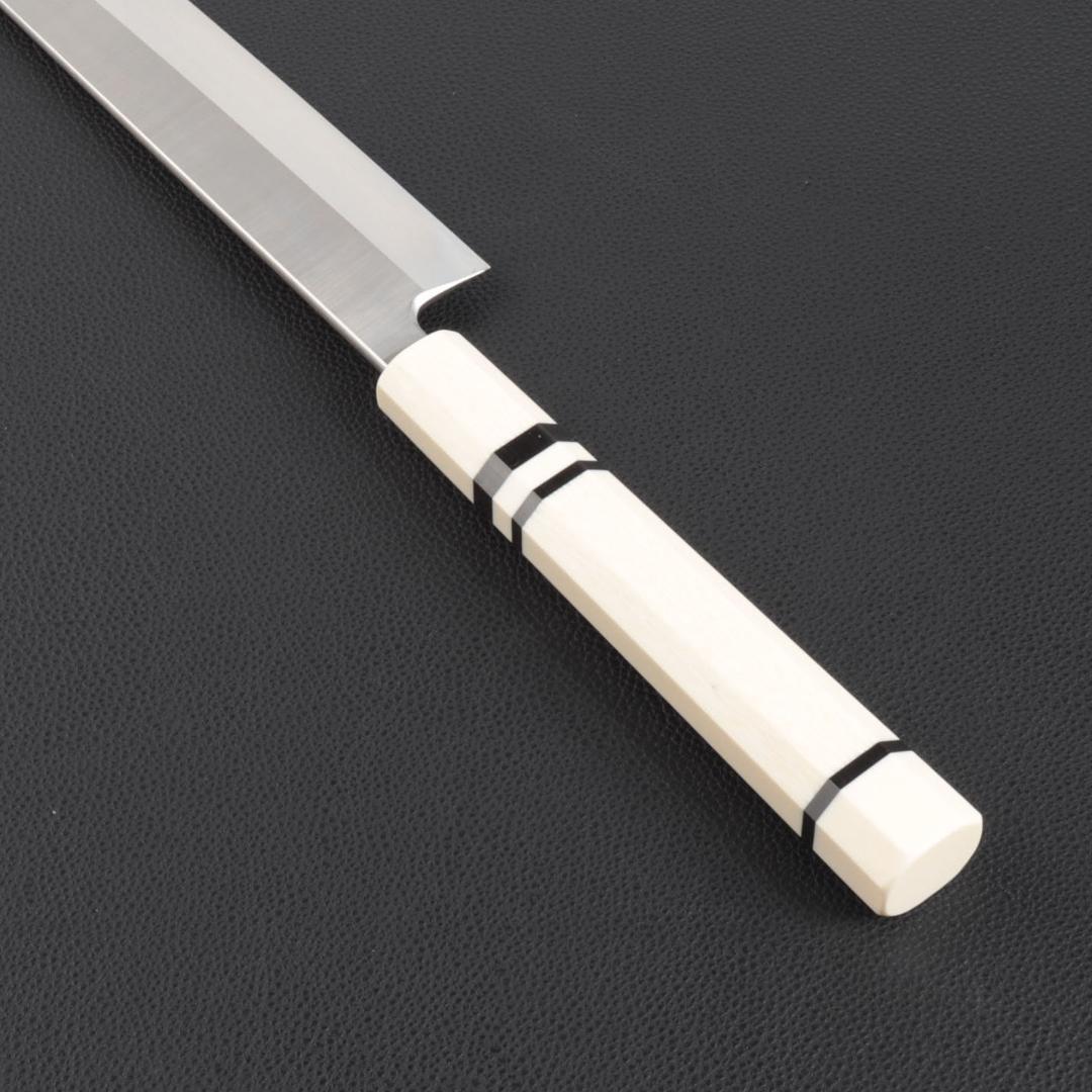 9841 切付柳刃包丁 尺一 刃は究極の切れ味 刺身包丁 人工象牙黒三本巻八角柄