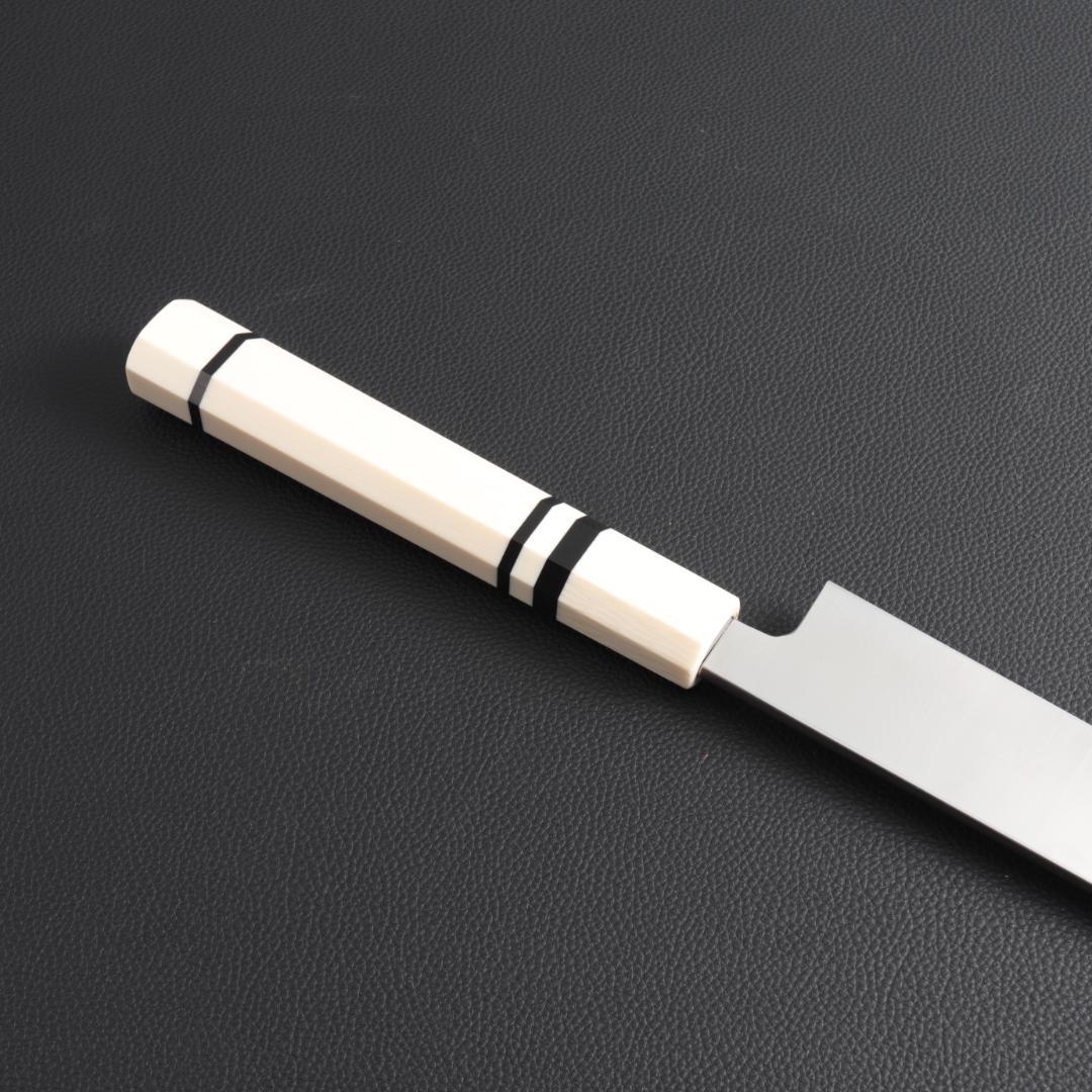 9841 切付柳刃包丁 尺一 刃は究極の切れ味 刺身包丁 人工象牙黒三本巻八角柄