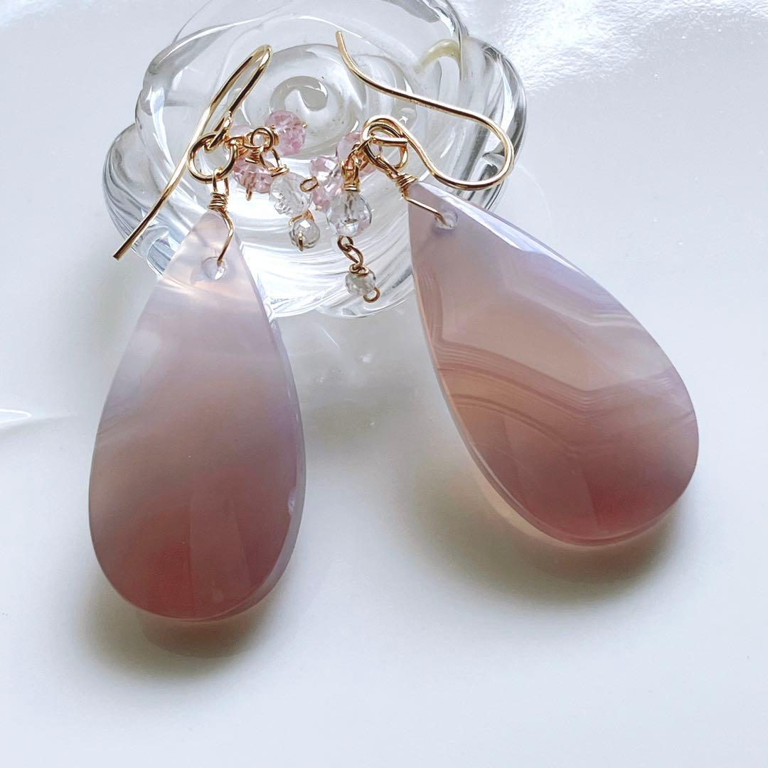 Kaya◆一点物✧パープルアゲートピアス✧14kgf