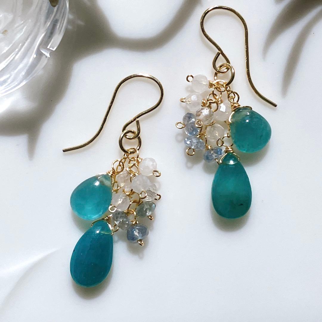 Kaya◆一点物✧パープルアゲートピアス✧14kgf