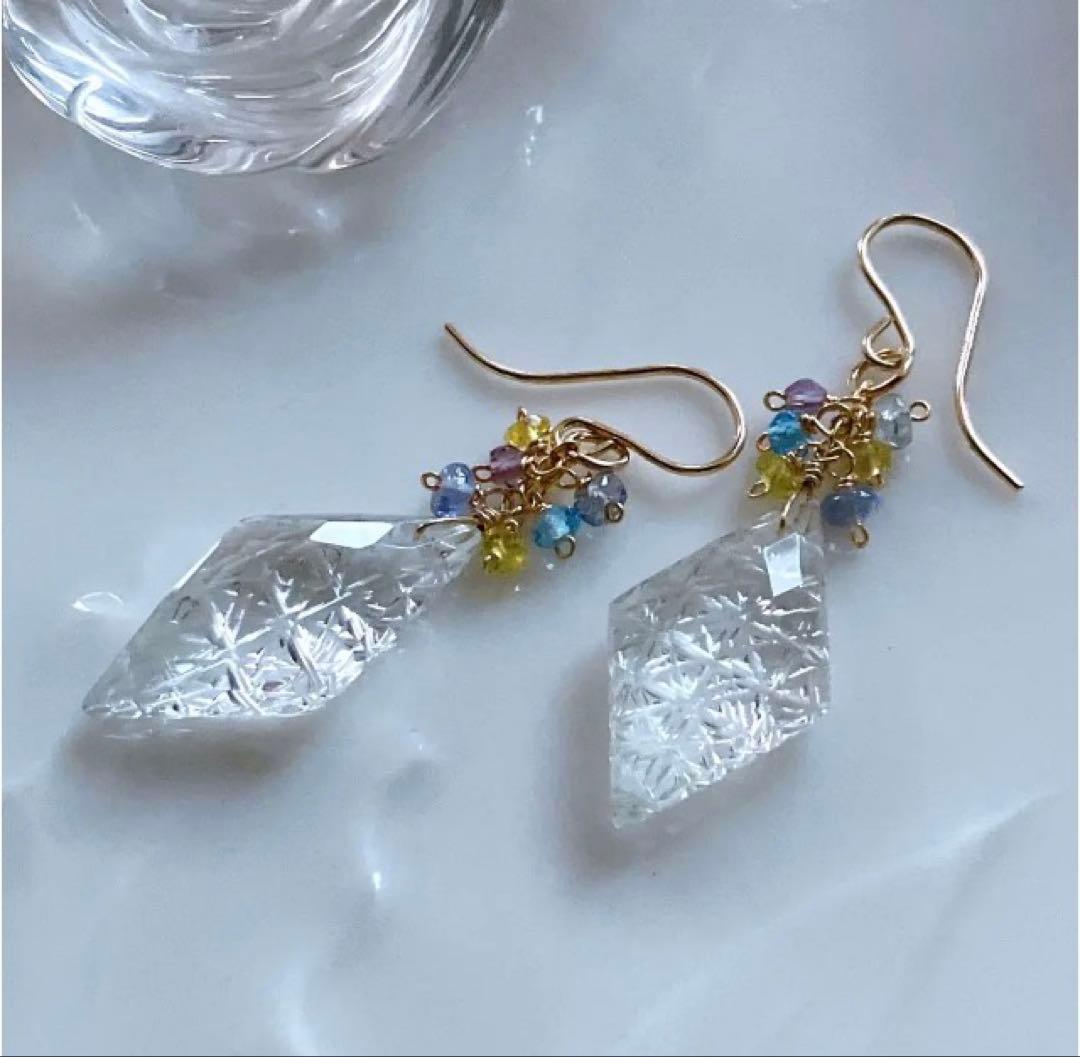 Kaya◆一点物✧パープルアゲートピアス✧14kgf