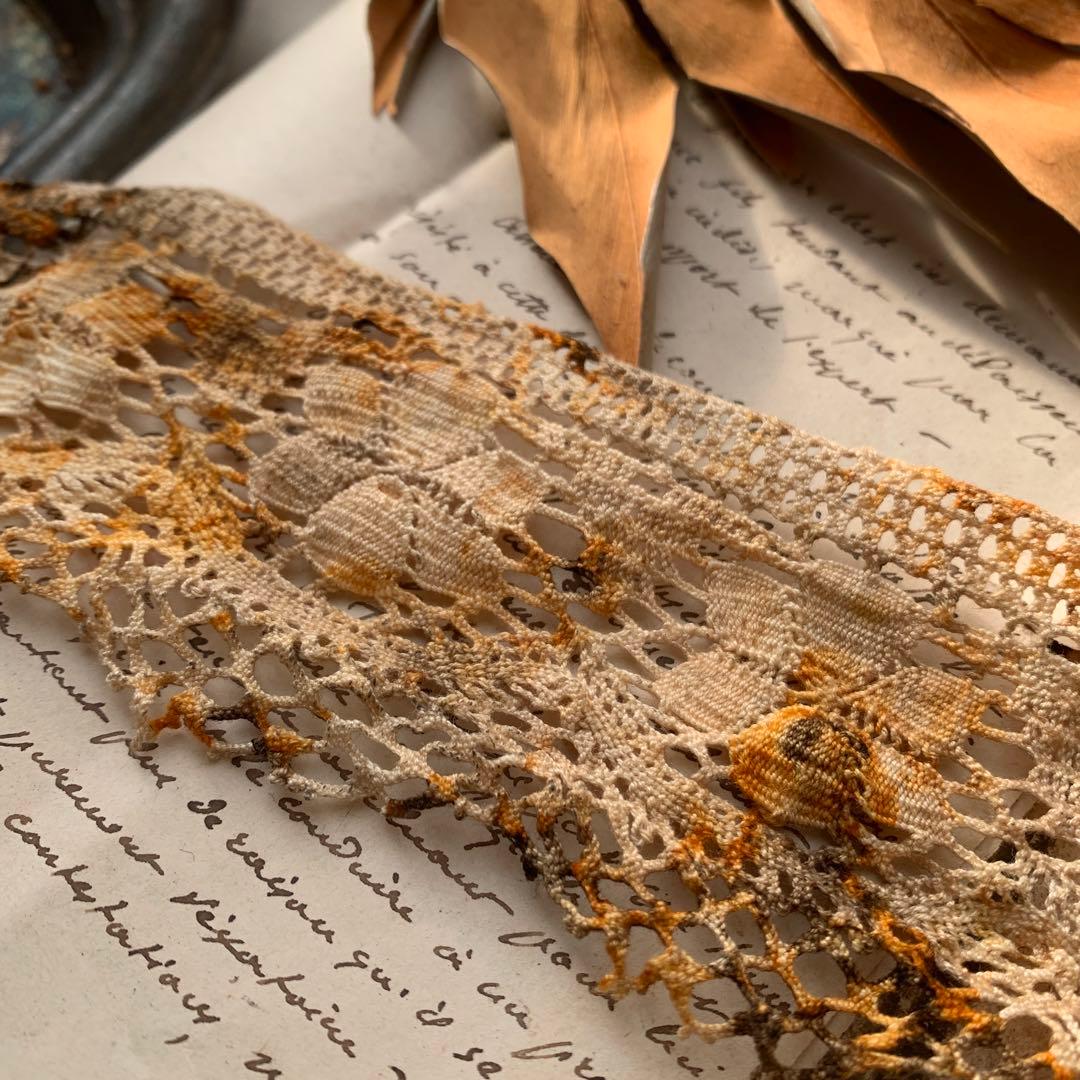 ジャンクジャーナル素材☆錆染トーションレース2メートル