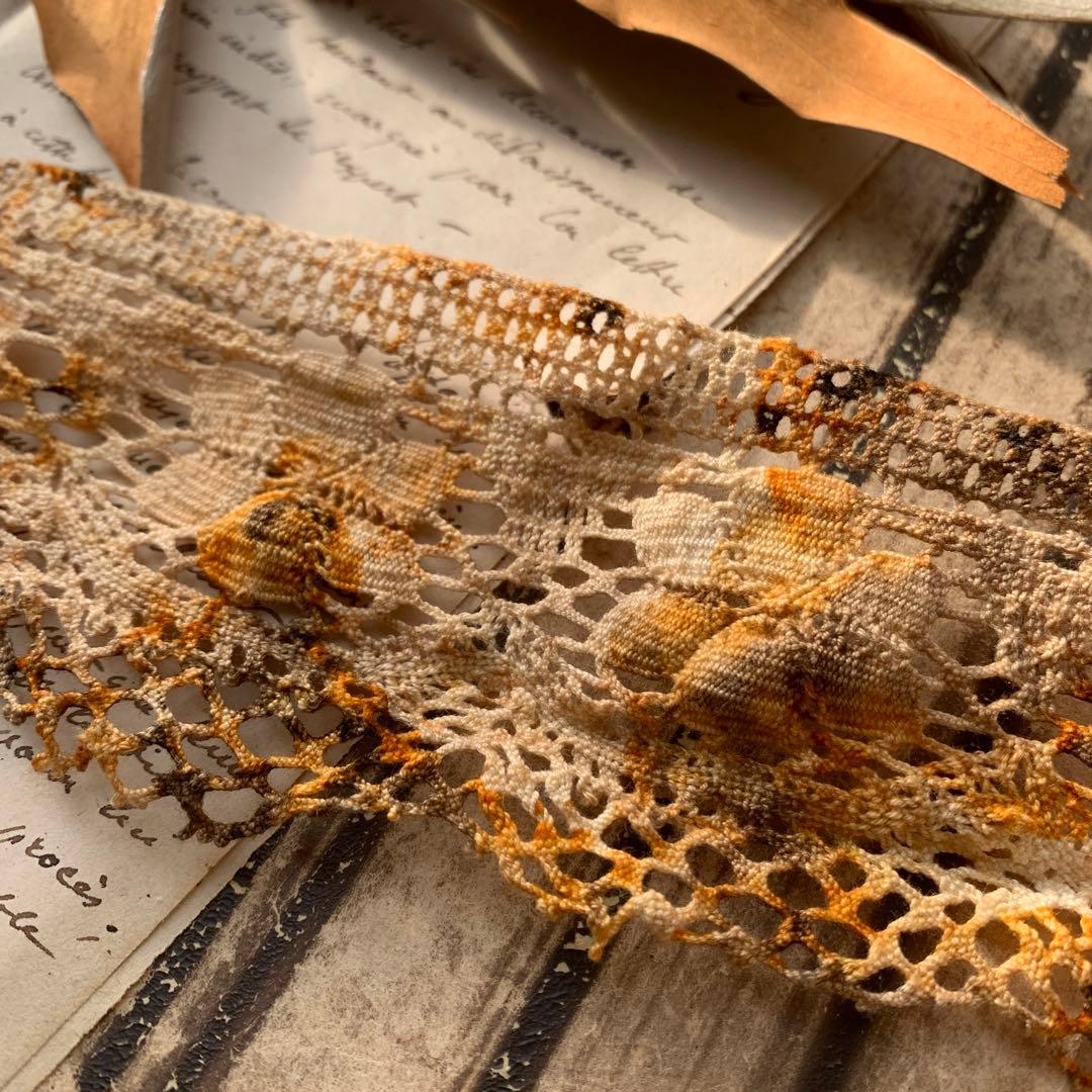 ジャンクジャーナル素材☆錆染トーションレース2メートル