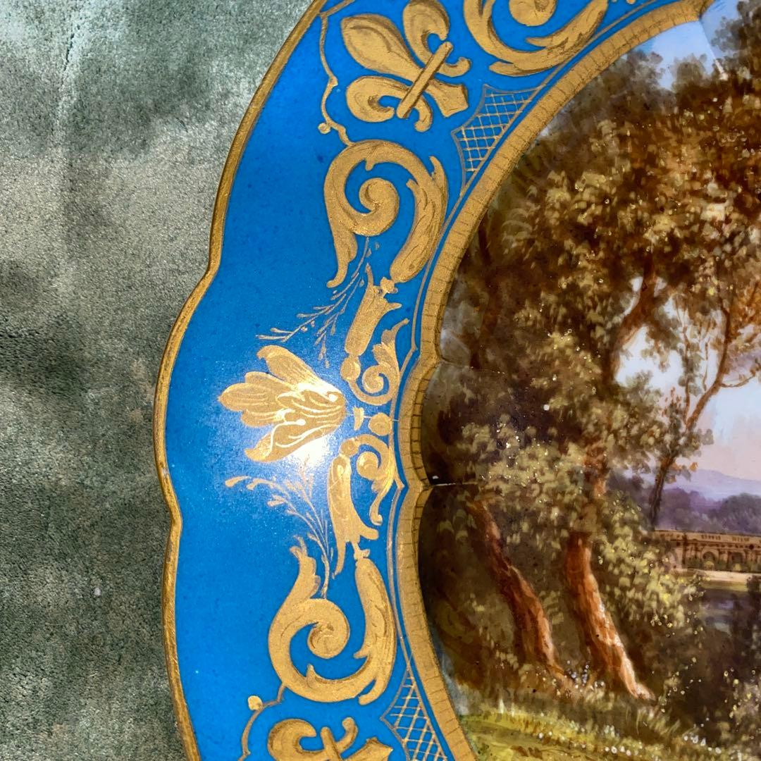 セーブル 風　手書き絵皿　ベルサイユ宮殿　25cm