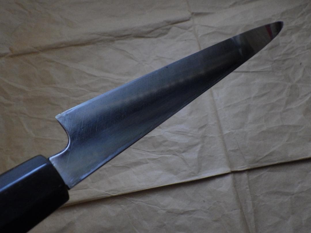 本焼★不動國行作・河豚引き包丁/水牛八角柄★昭和ビンテージモデル