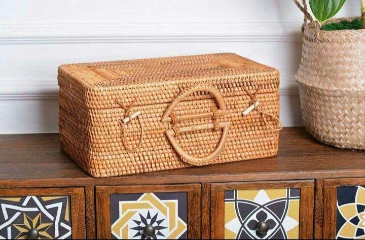 ハンド収納ボックスベトナム純藤編み4