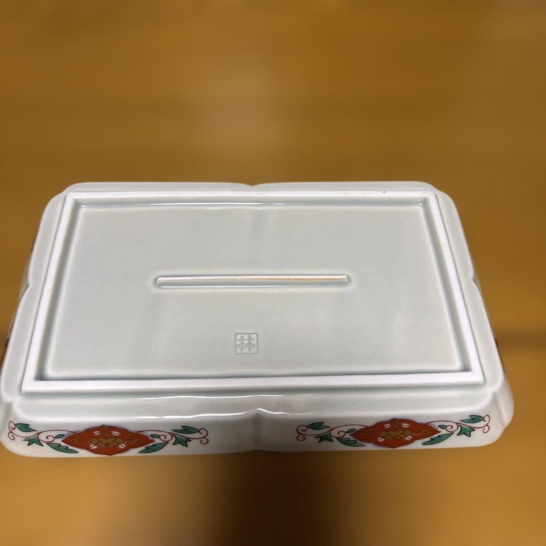 林九郎窯　焼物皿揃　献上色絵花地文　5枚　新品未使用