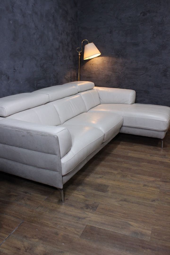 首都圏送無料〜ワタリジャパン 35万極上　本革　コーナー　ソファ　オフホワイト