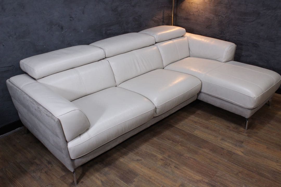 首都圏送無料〜ワタリジャパン 35万極上　本革　コーナー　ソファ　オフホワイト