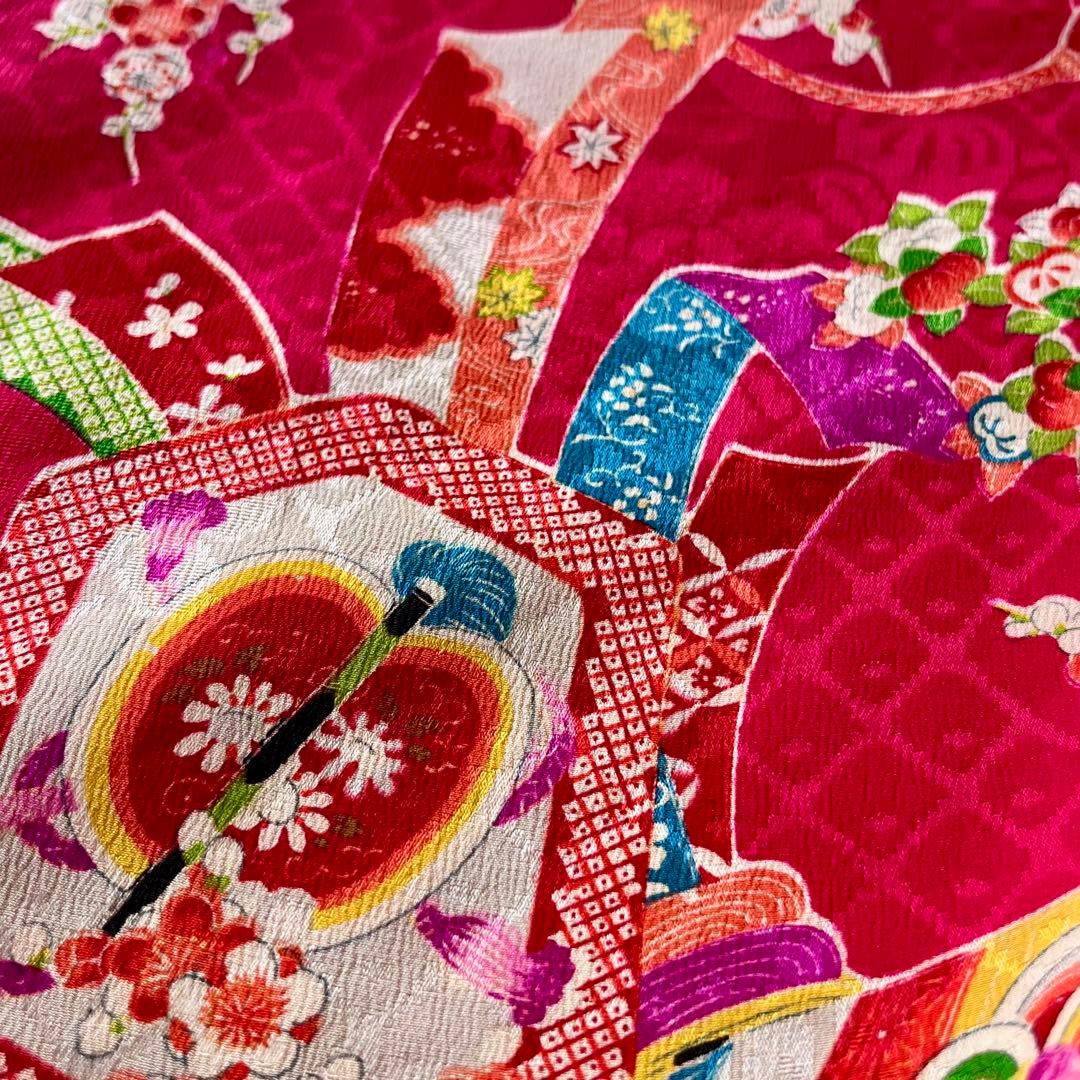 正絹 アンティーク着物 レトロ着物 ☆宝船 鶴丸 おめでたいがいっぱい 七五三
