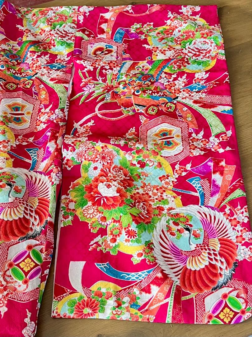 正絹 アンティーク着物 レトロ着物 ☆宝船 鶴丸 おめでたいがいっぱい 七五三