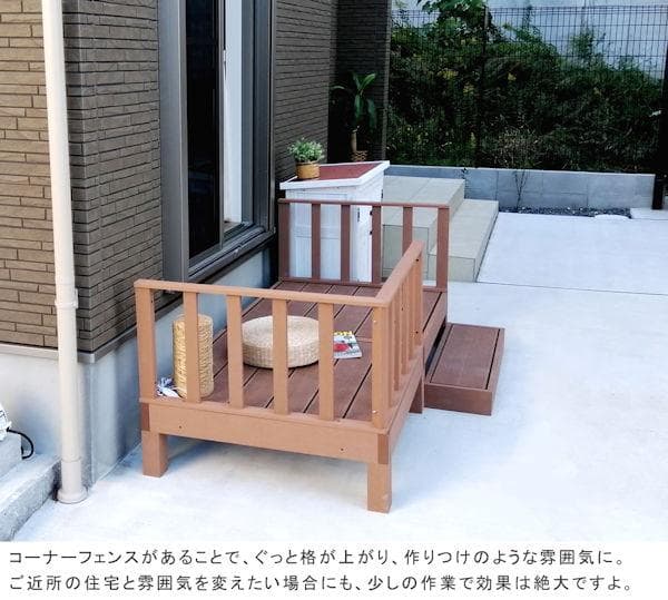 人工木ウッドデッキＢセット ウッドデッキ 縁台 ステップ台 フェンス（363）