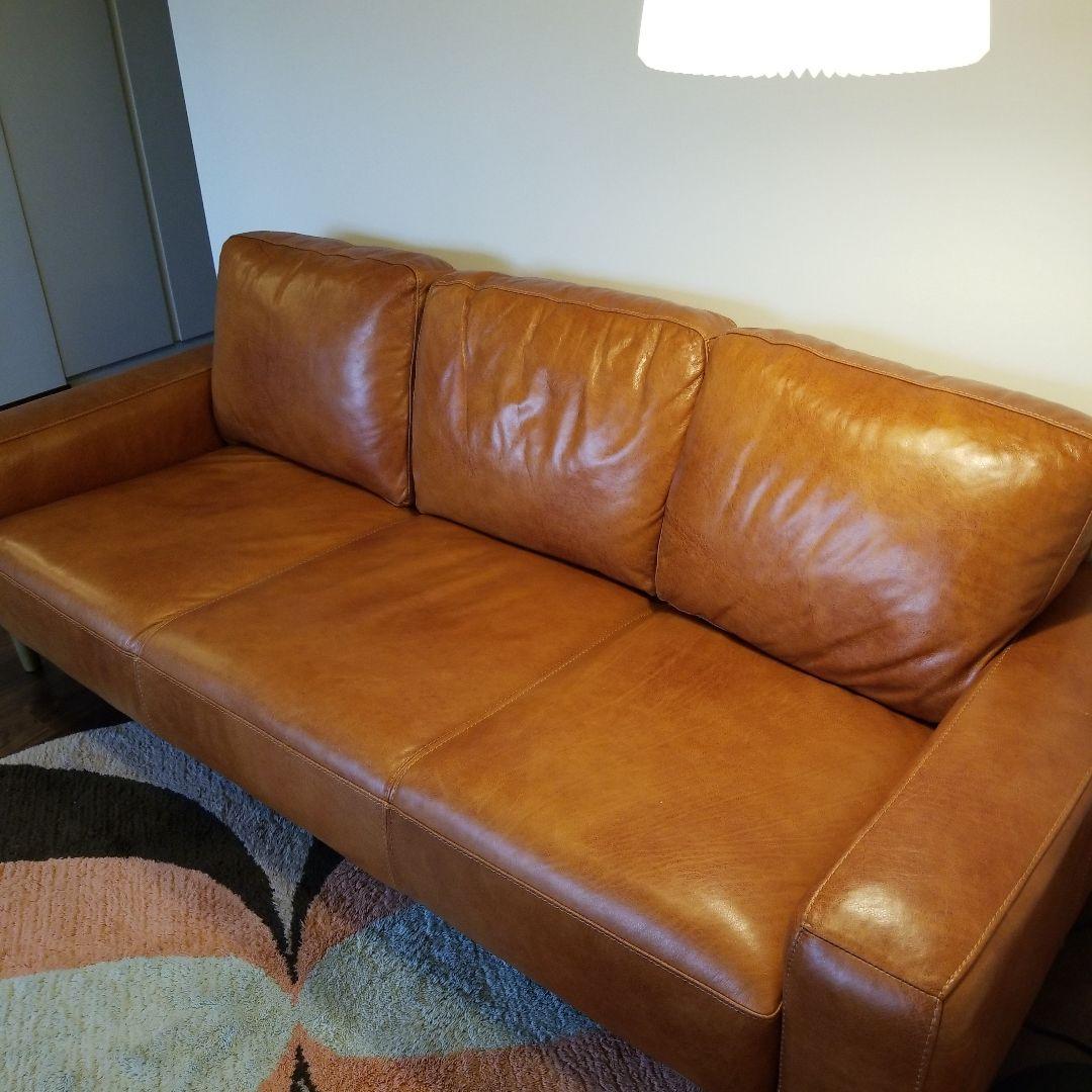 Unico（ウニコ）SUABI(スアビ) レザーソファ 3シーター 木脚 - メルカリ