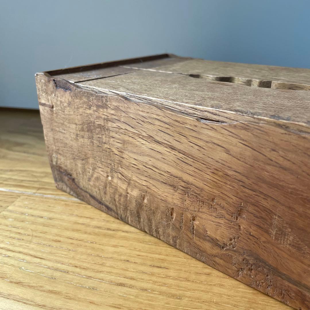 ティッシュボックス　オーク　アンティーク仕上げ