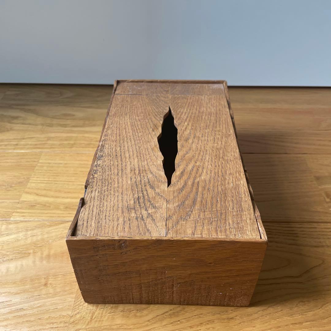 ティッシュボックス　オーク　アンティーク仕上げ