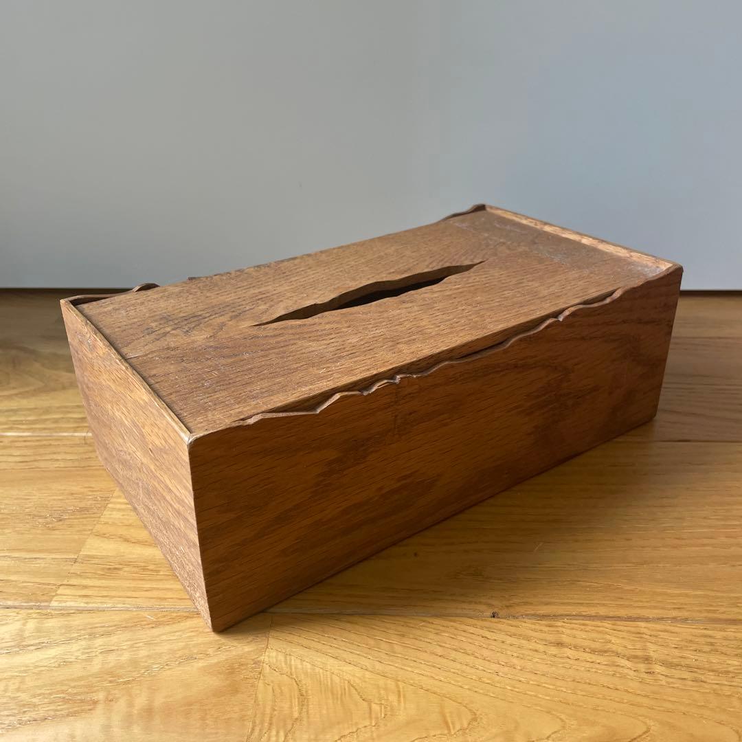ティッシュボックス　オーク　アンティーク仕上げ