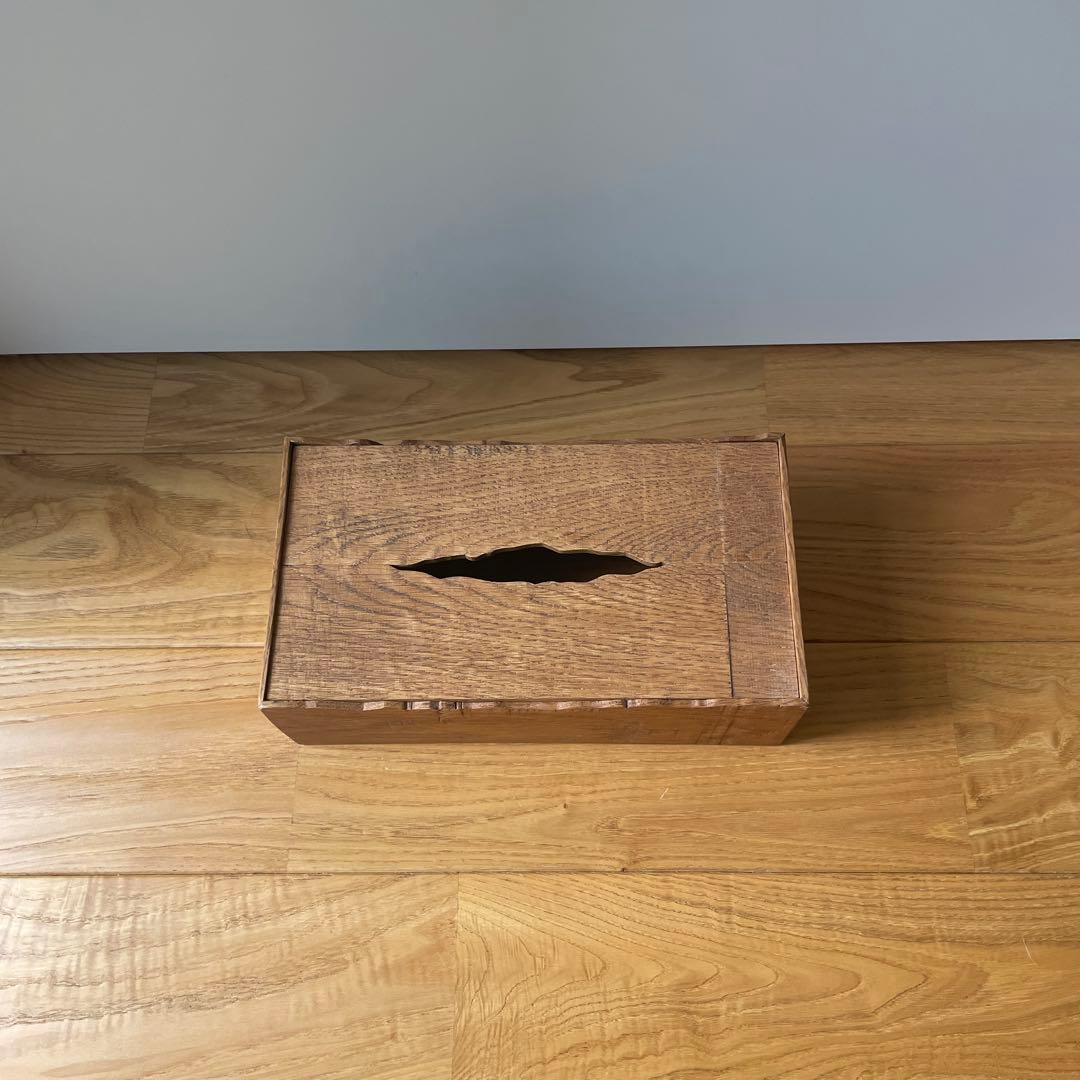 ティッシュボックス　オーク　アンティーク仕上げ