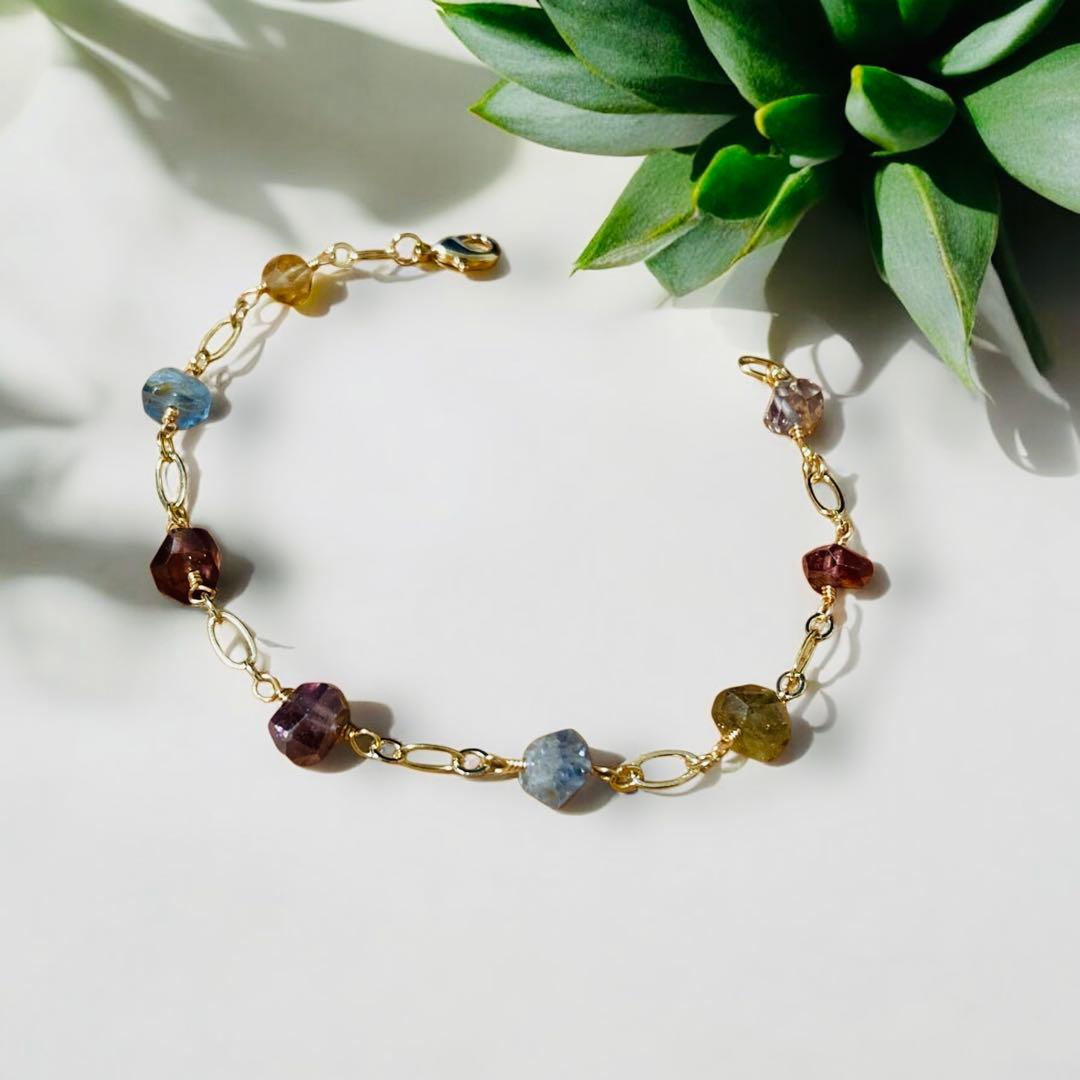 [No.112] マルチサファイアのブレスレット 14kgf ハンドメイド
