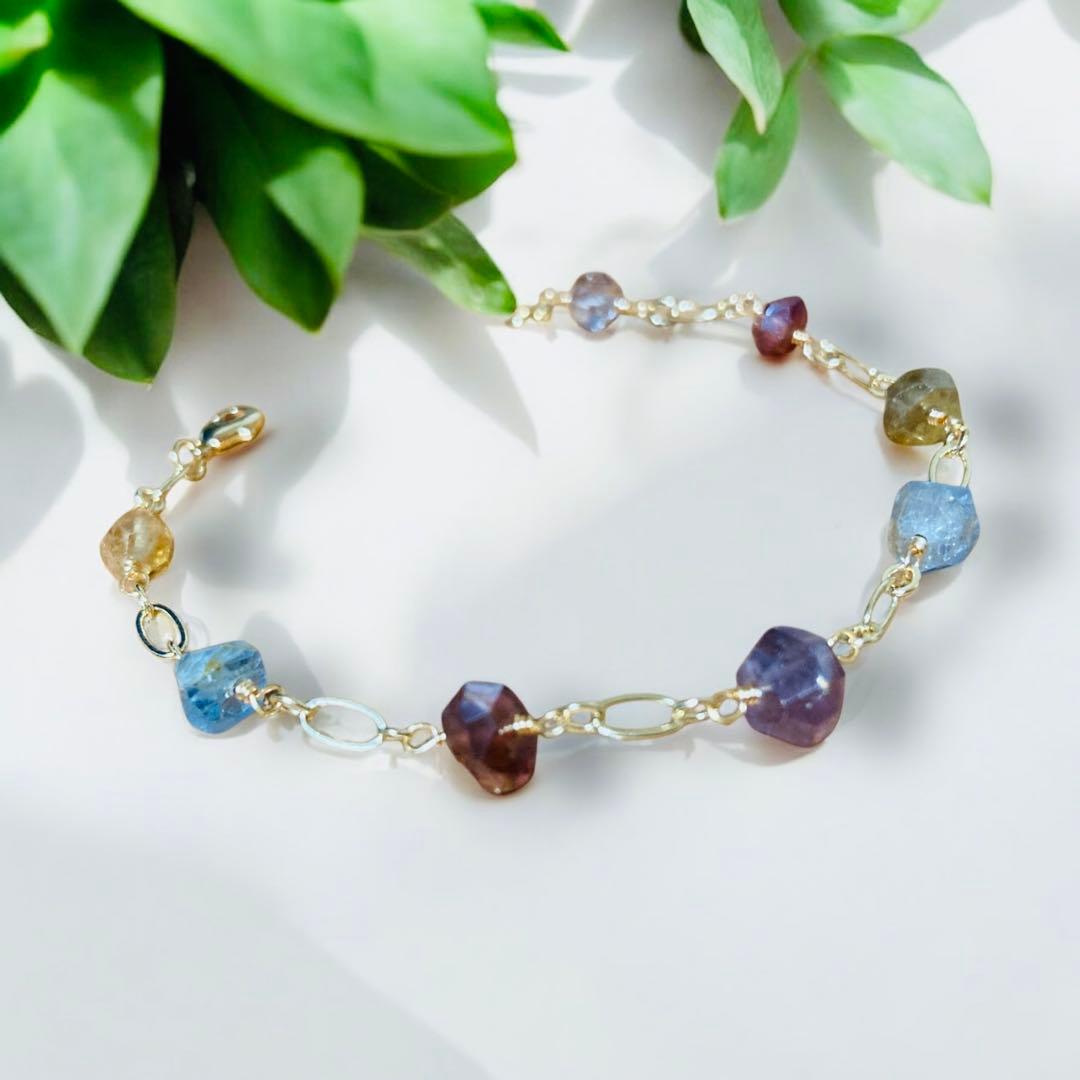[No.112] マルチサファイアのブレスレット 14kgf ハンドメイド