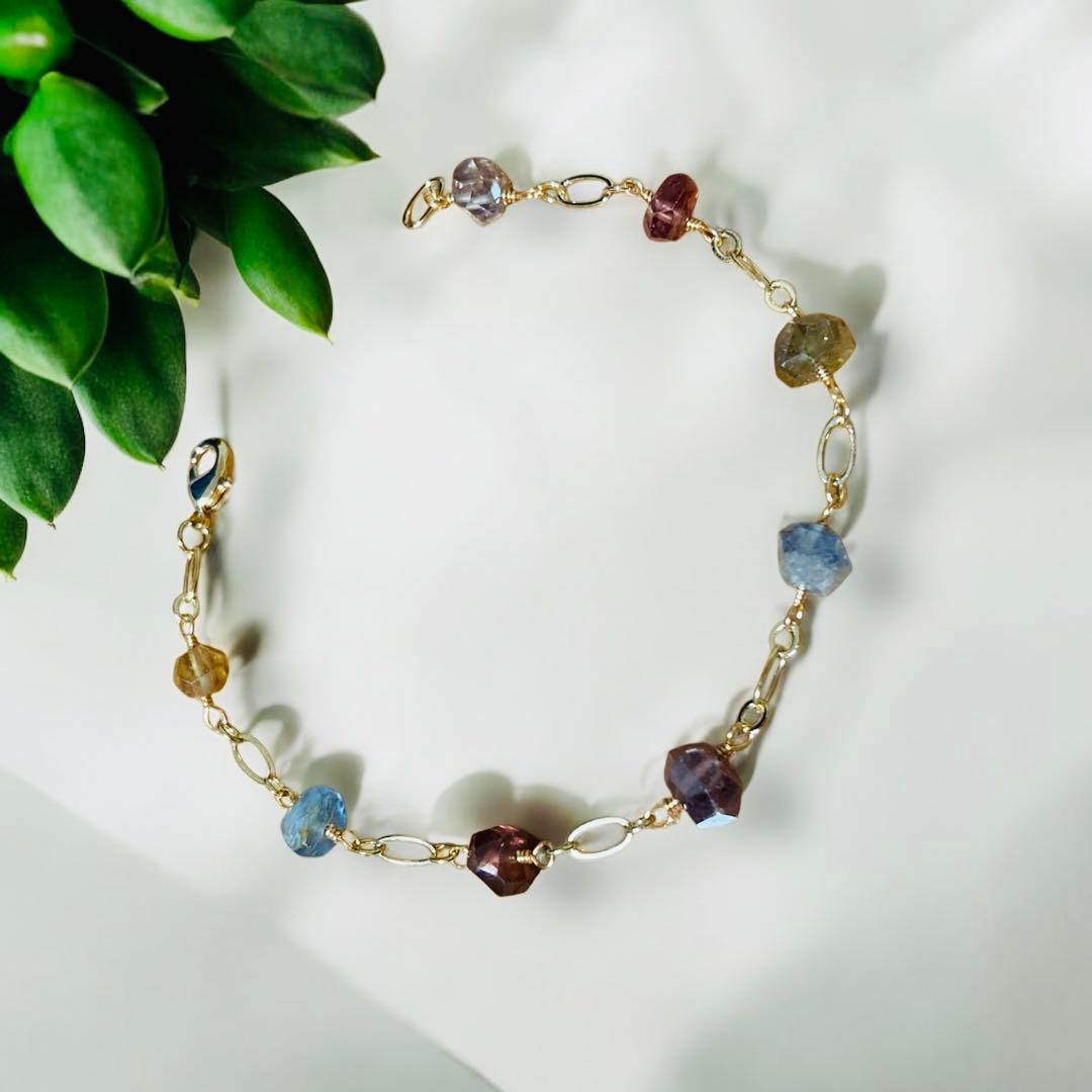 [No.112] マルチサファイアのブレスレット 14kgf ハンドメイド