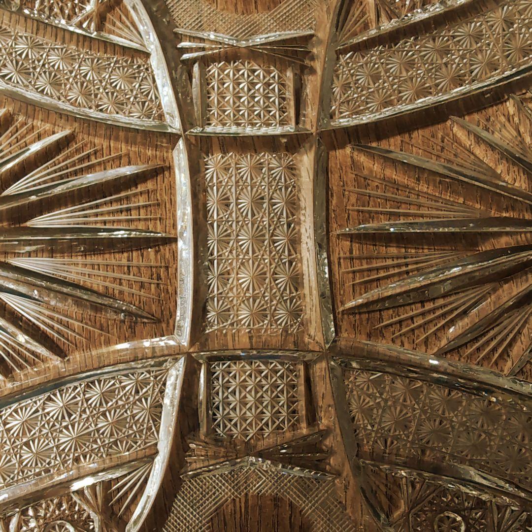 アンティーク 大皿楕円カットガラス