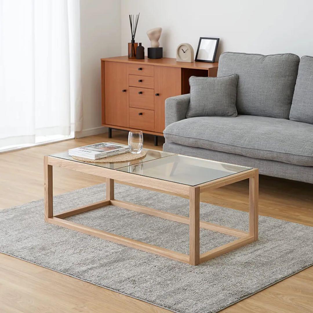 ロウヤ　ガラステーブル　ローテーブル