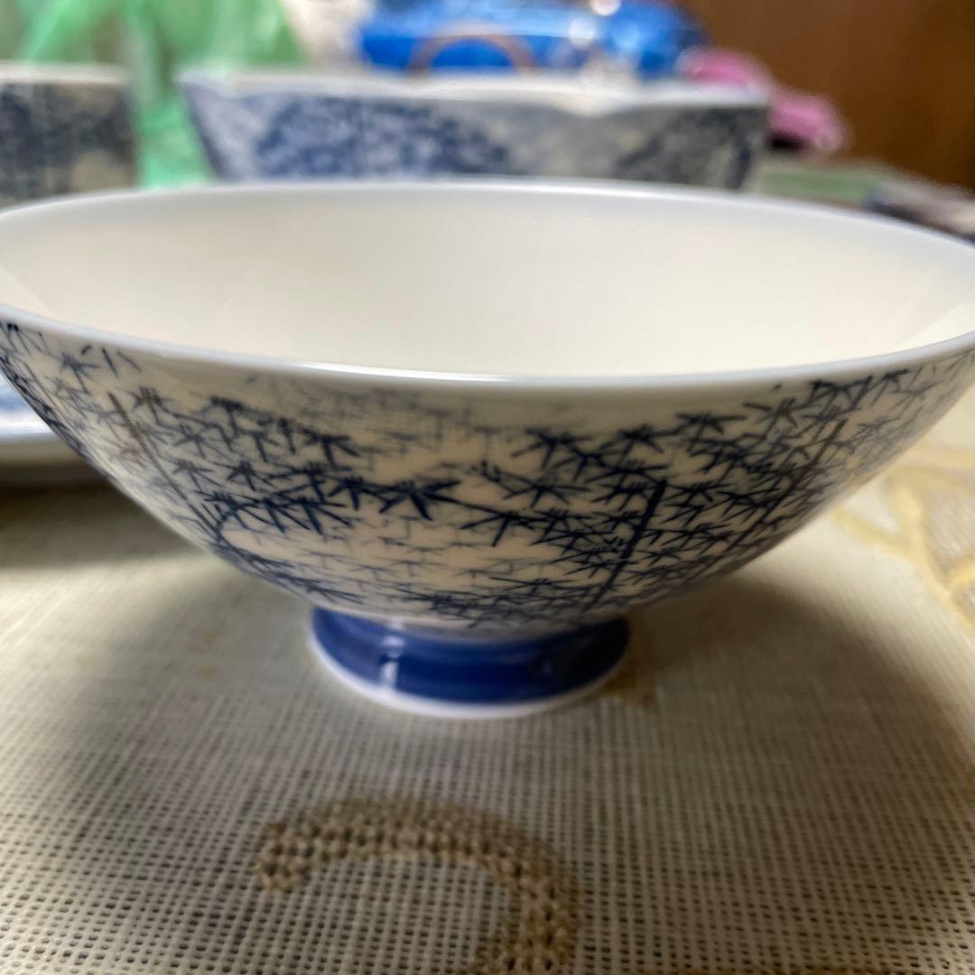 青い竹柄陶器食器セット 9点10セット - serva2z.com