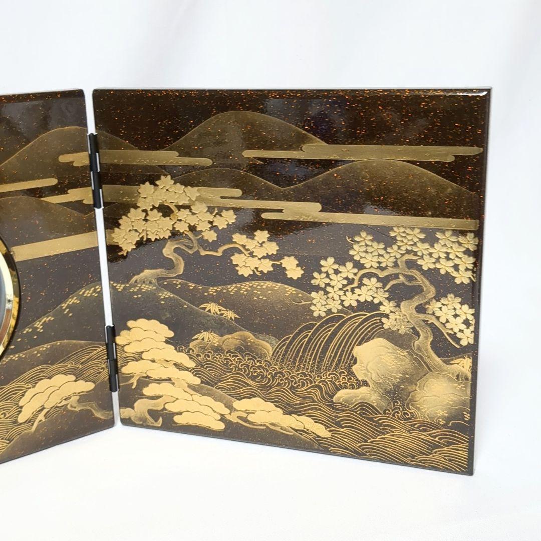 良品 置時計 屏風時計 春秋山水 鹿野漆器 - メルカリ