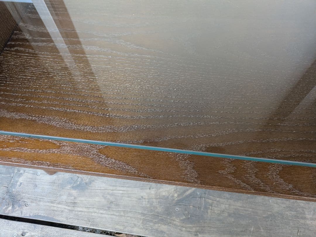 ガラステーブル　Gigi　天然木オーク材　大き目サイズ