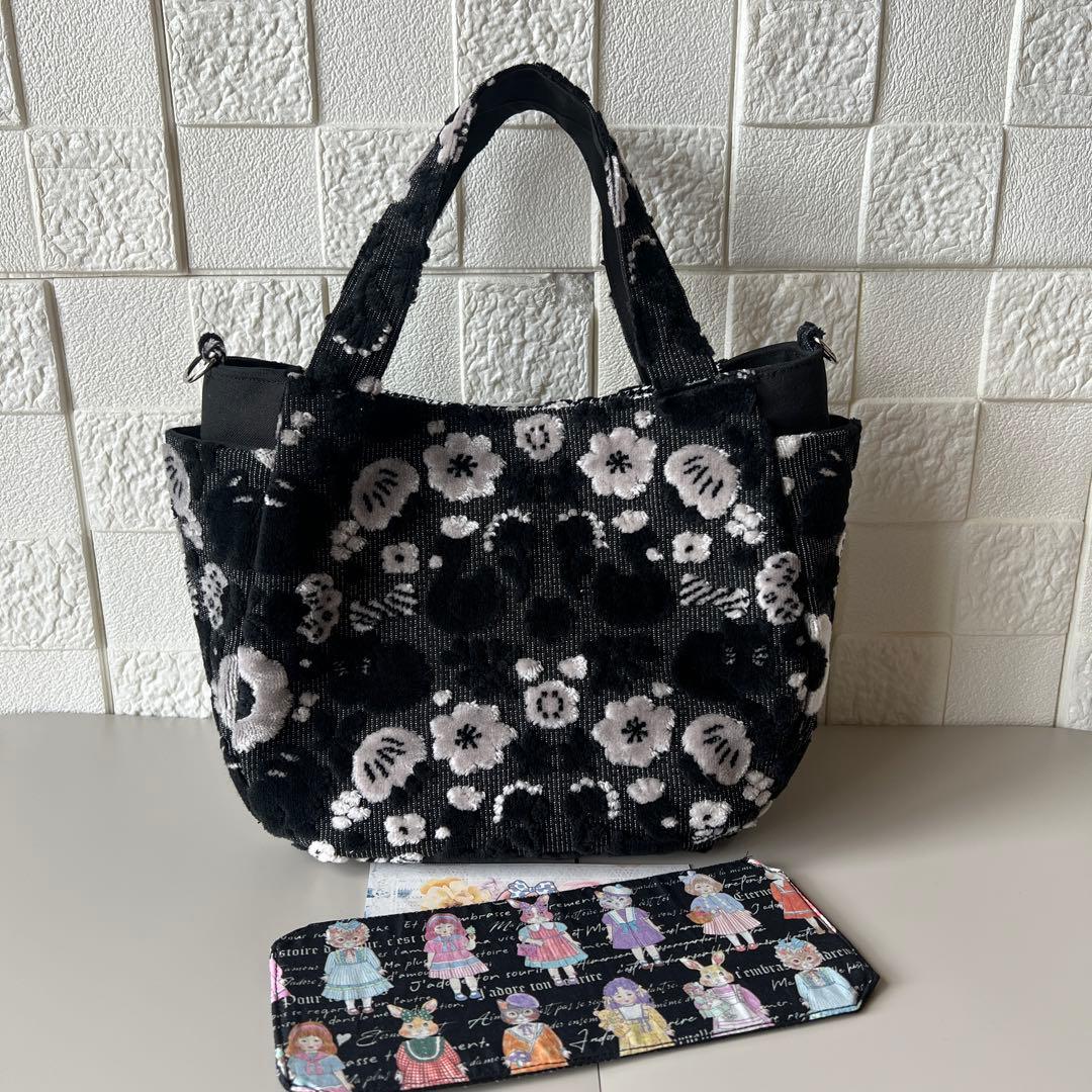 【ジョリーフルール】もふもふ　チューリップバック　S パンダブラック