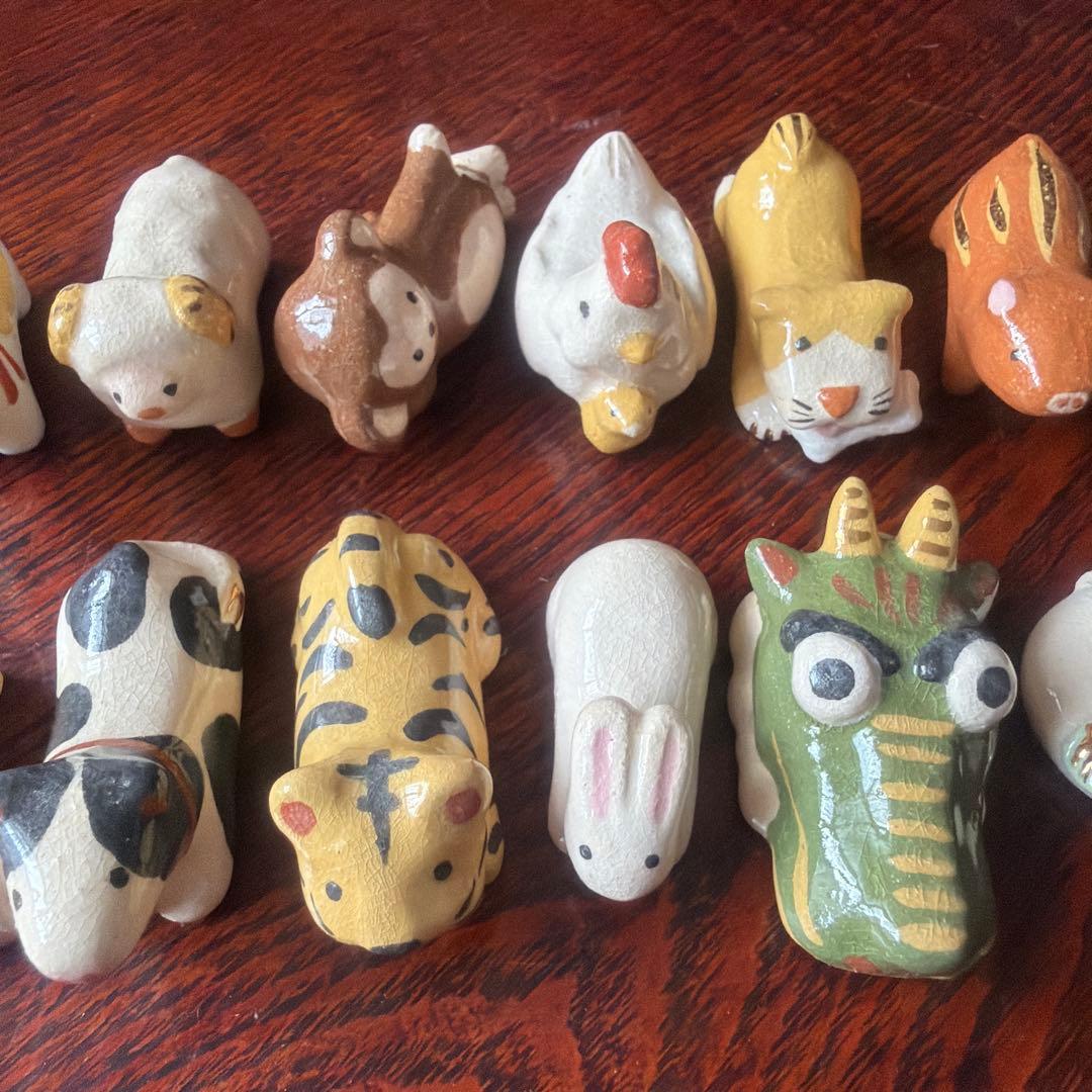 箸置き 干支 楽入窯 12個 揃い
