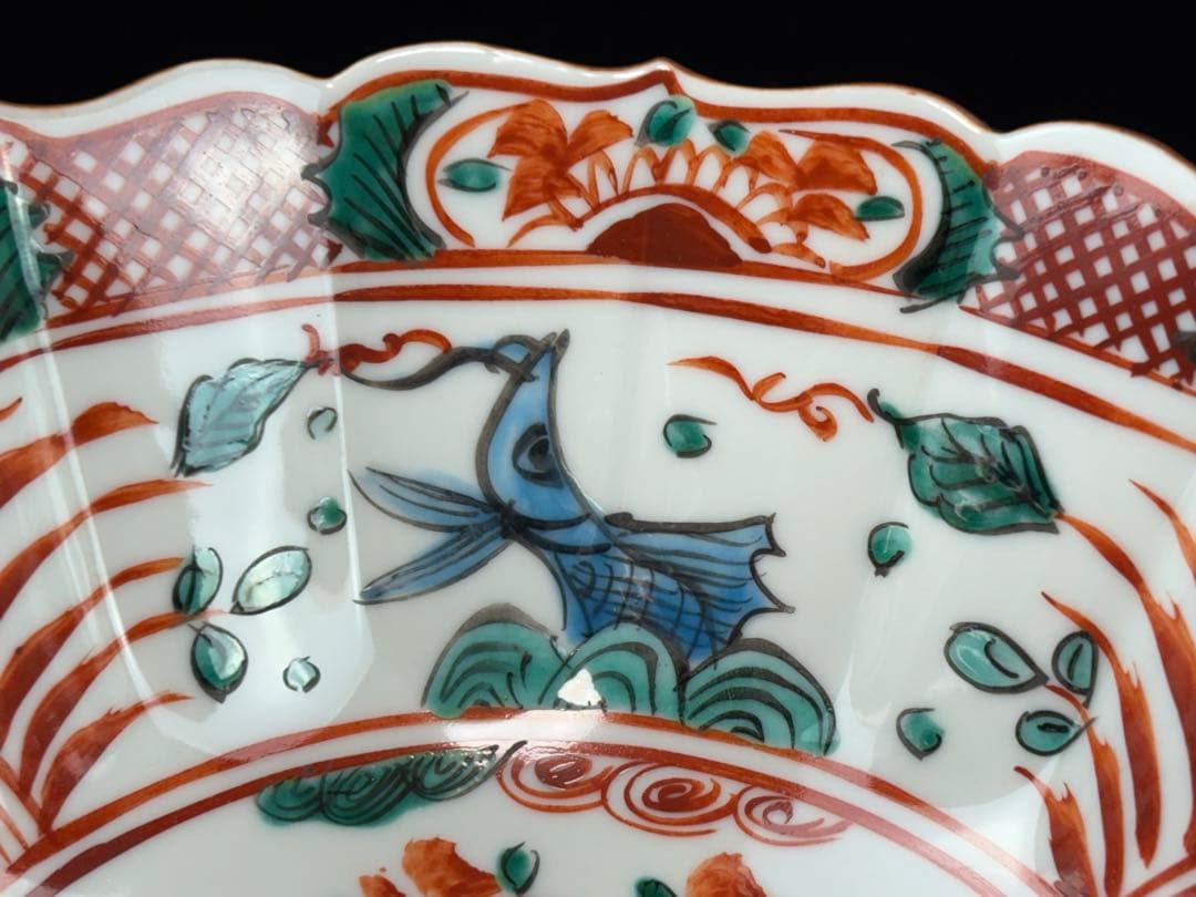 永楽善五郎】造 呉須赤絵菓子鉢 大徳寺 小田雪窓箱書付共箱共布