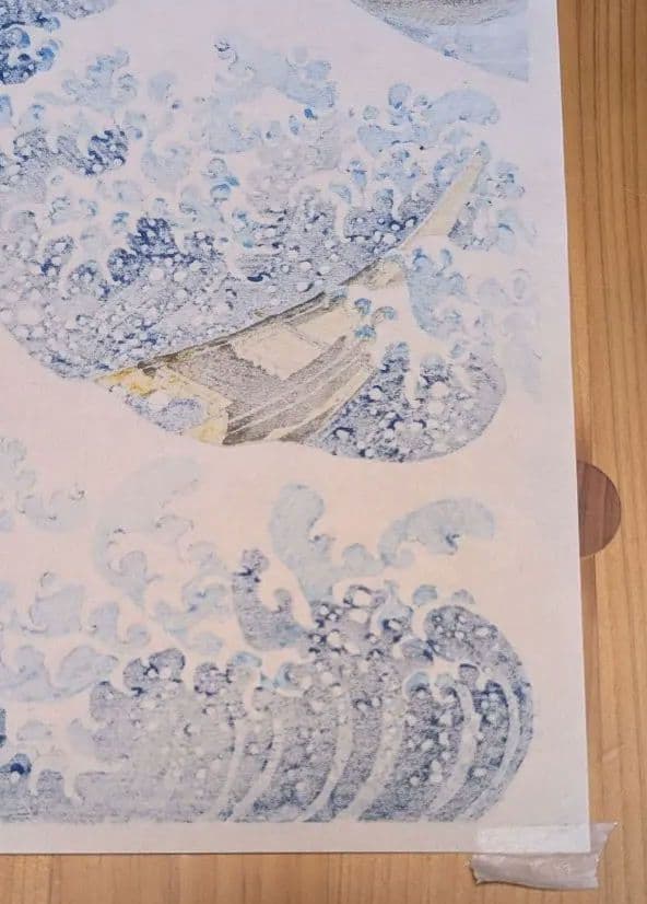 本物木版画 彫師と摺師の技♪ 神奈川沖浪裏 葛飾北斎 浮世絵 額付き