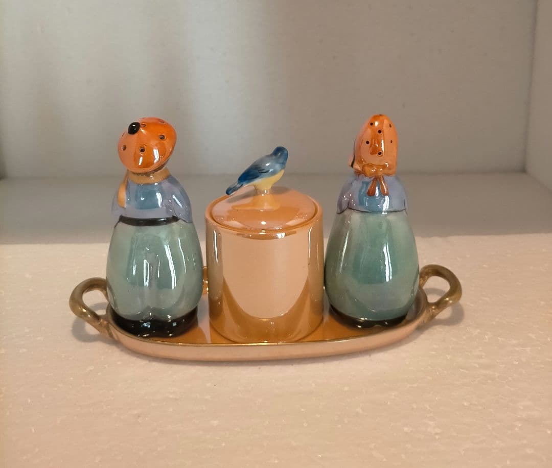 オールドノリタケ　ラスター彩　オランダ少年少女