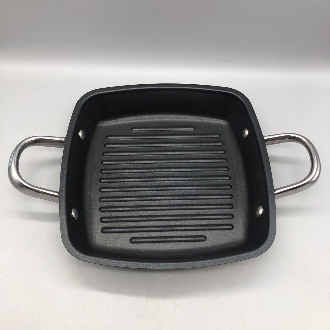 新品未使用マイヤースクエアグリルパン24cm ガラス蓋グリルプレス付き