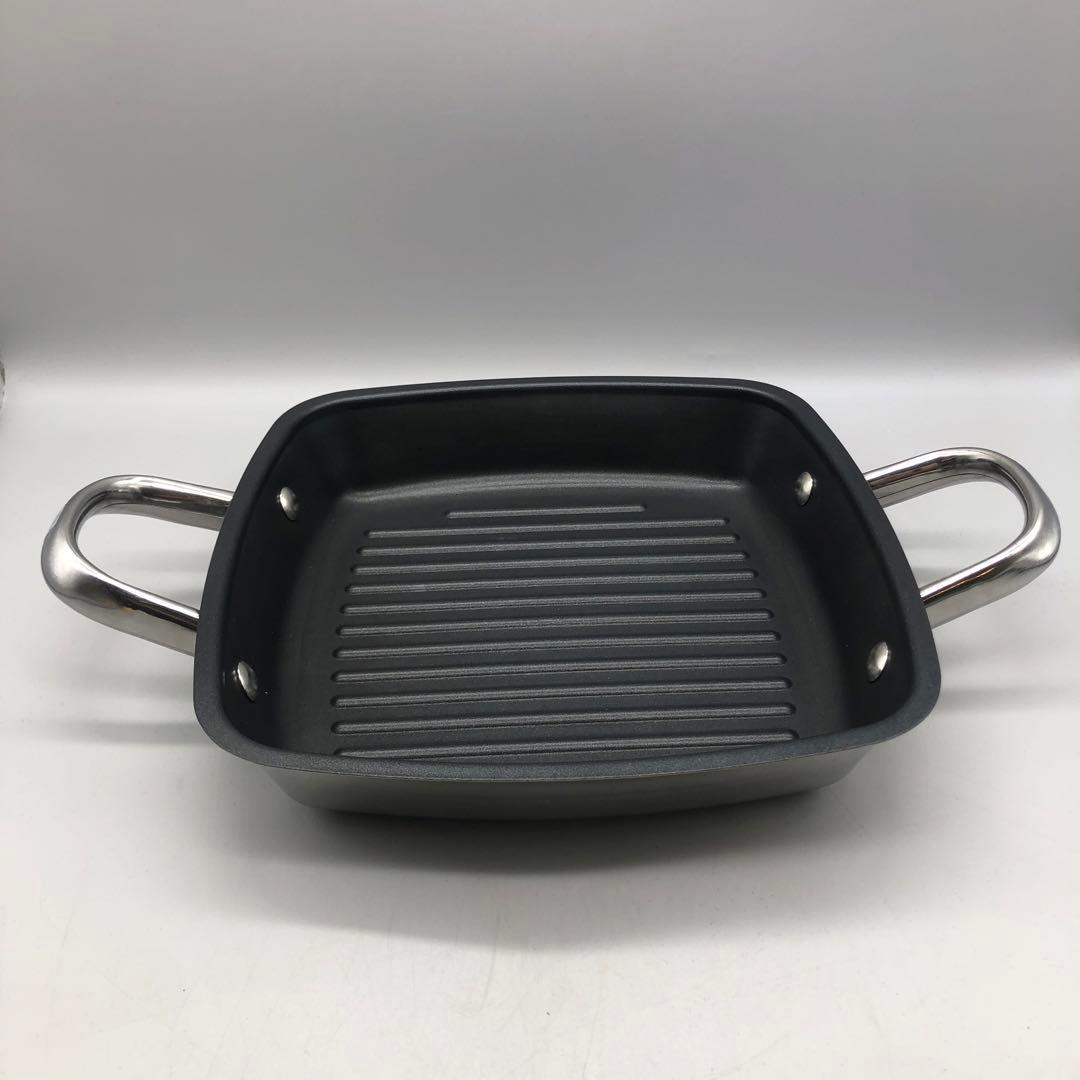 新品未使用マイヤースクエアグリルパン24cm ガラス蓋グリルプレス付き