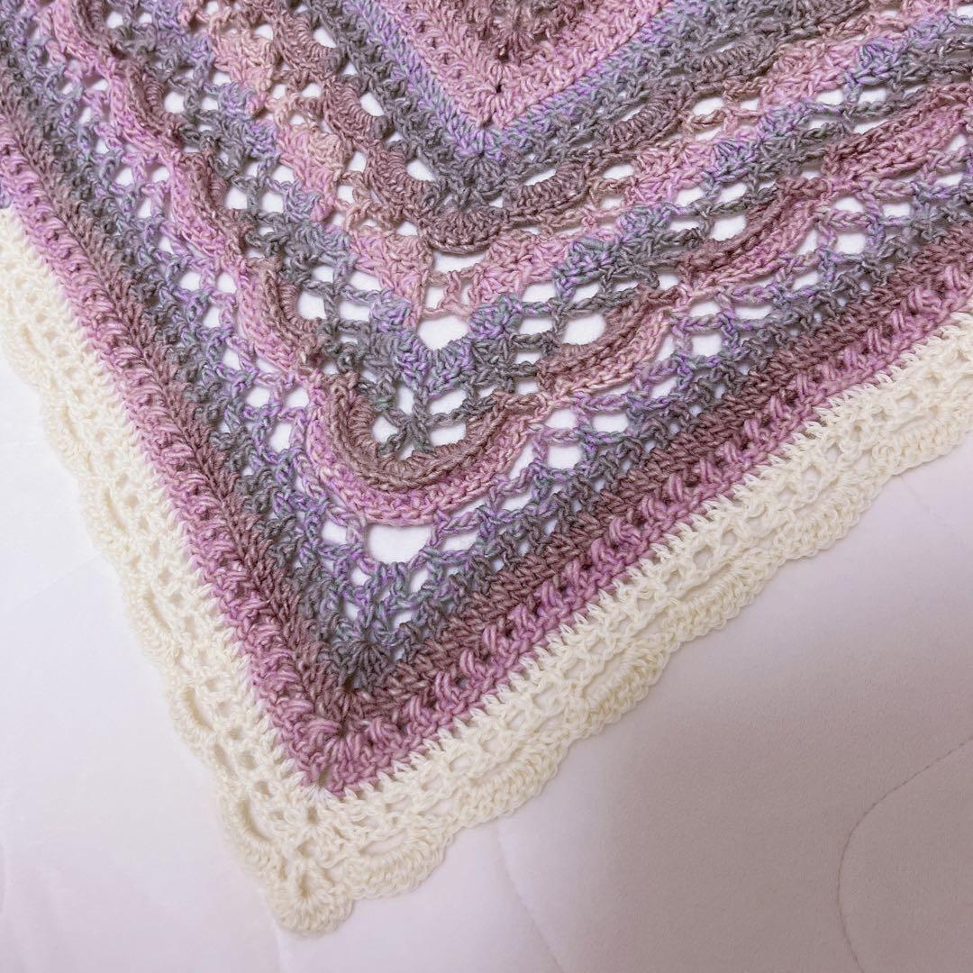 手編み 三角ショール バレエショール ストール 【10】 パープル - メルカリ