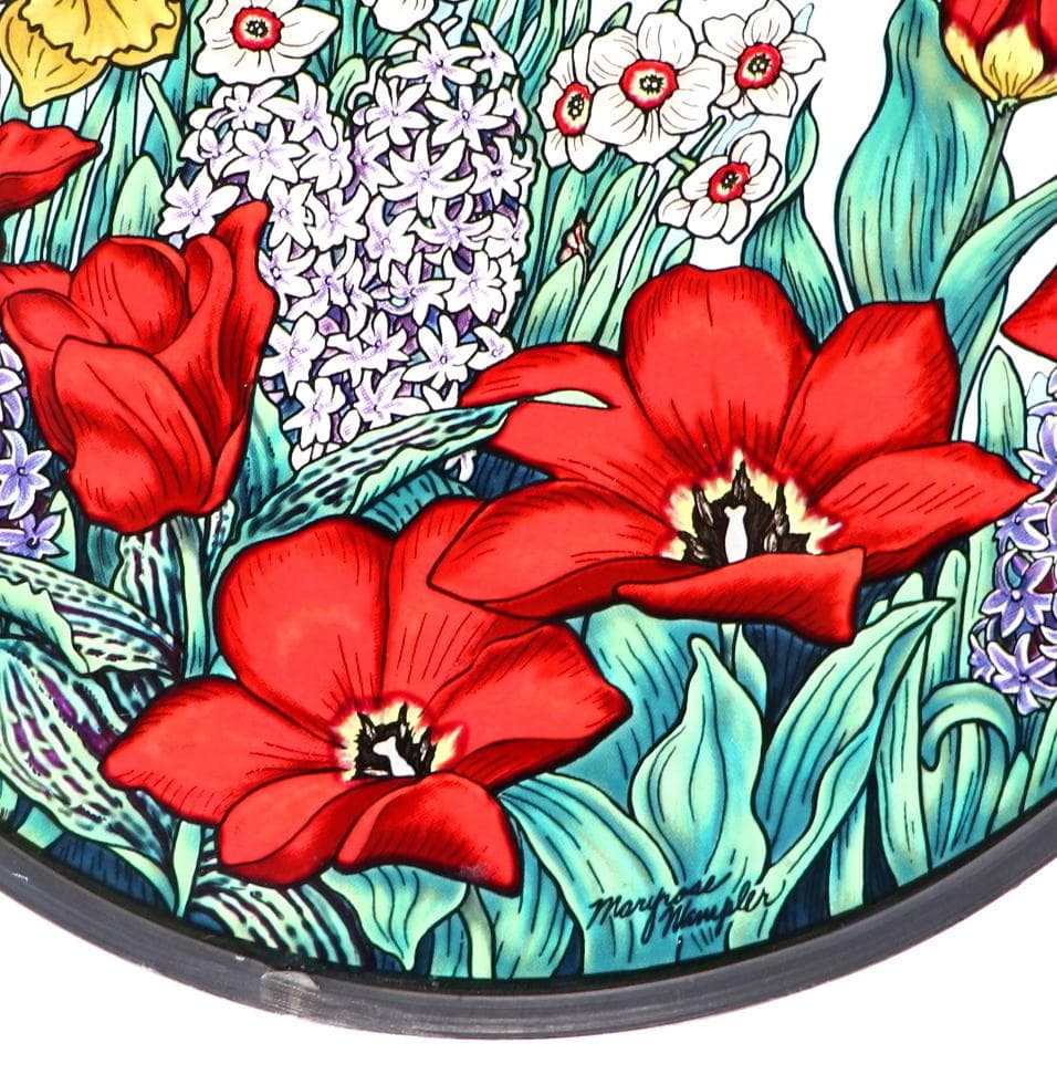 春の花 ヴィンテージ ステンドグラス マージョリン・バスティン 蝶々