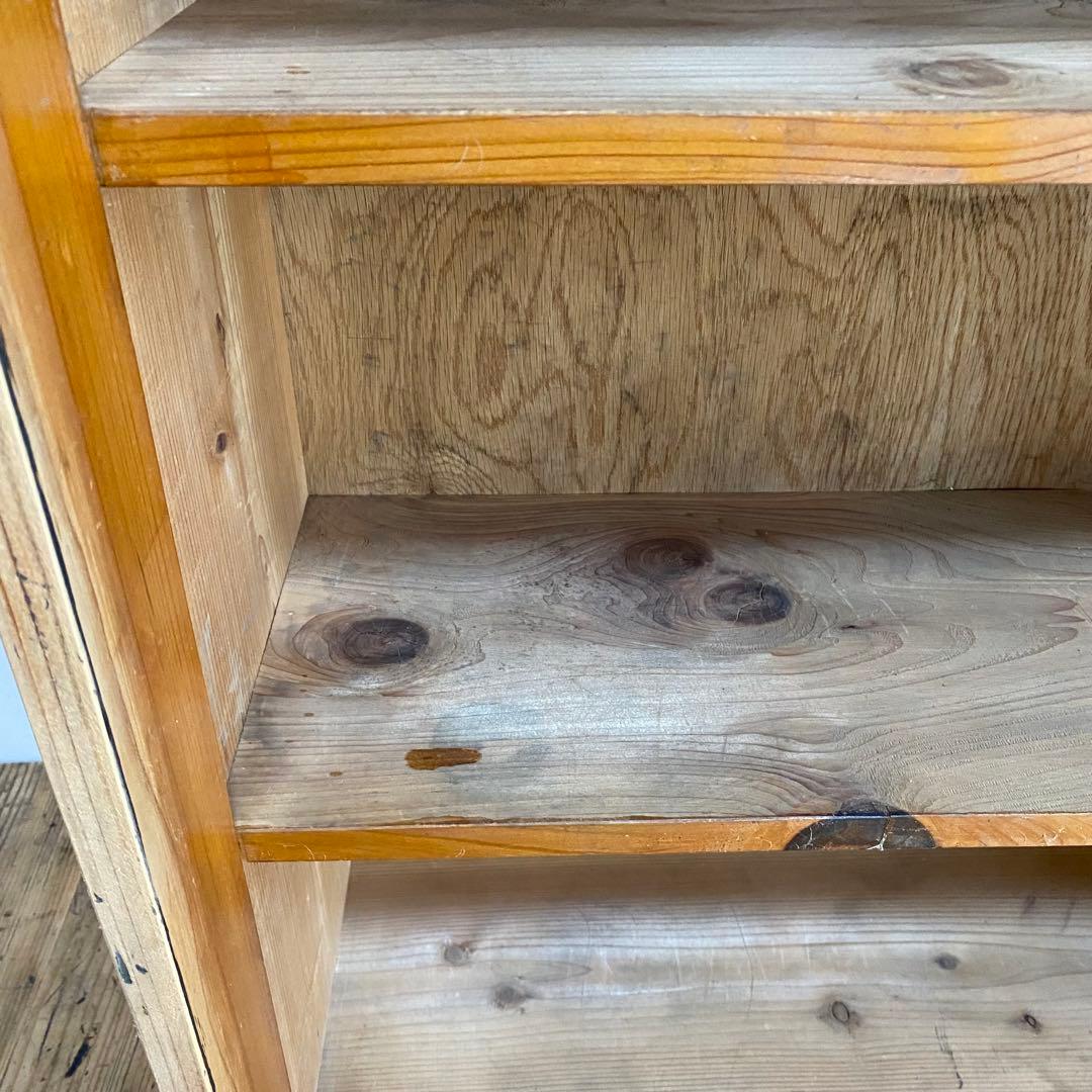 アンティーク ガラス 戸棚 キャビネット 食器棚 本棚 飾り棚 無塗装z