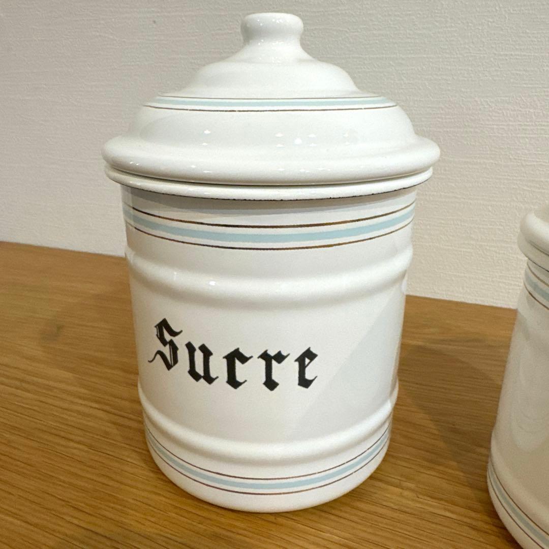 imane イマン 琺瑯 キャニスター L,Ｍサイズ　セット売り アンティーク