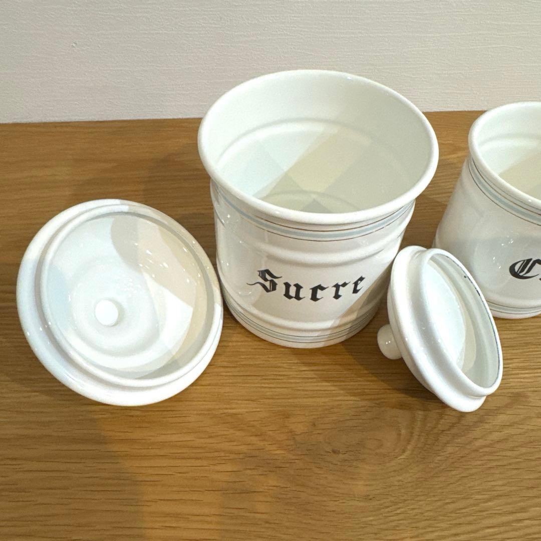 imane イマン 琺瑯 キャニスター L,Ｍサイズ　セット売り アンティーク