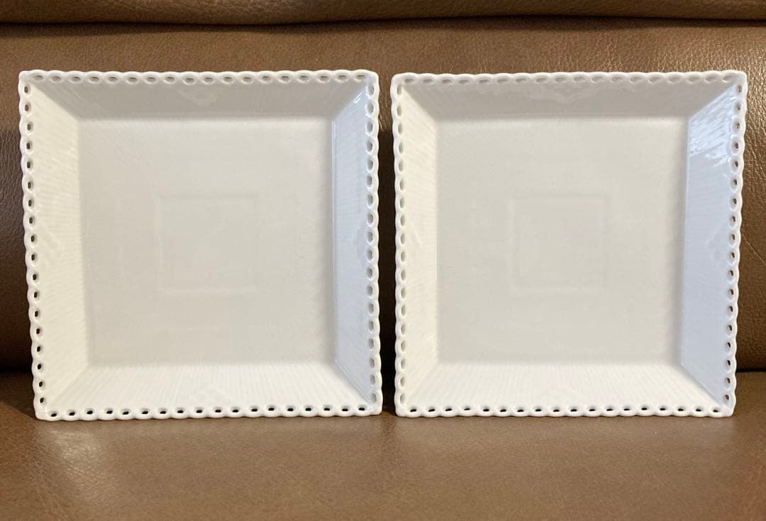 未使用 ロイヤルコペンハーゲン ホワイトフルーテッド フルレース スクエア S