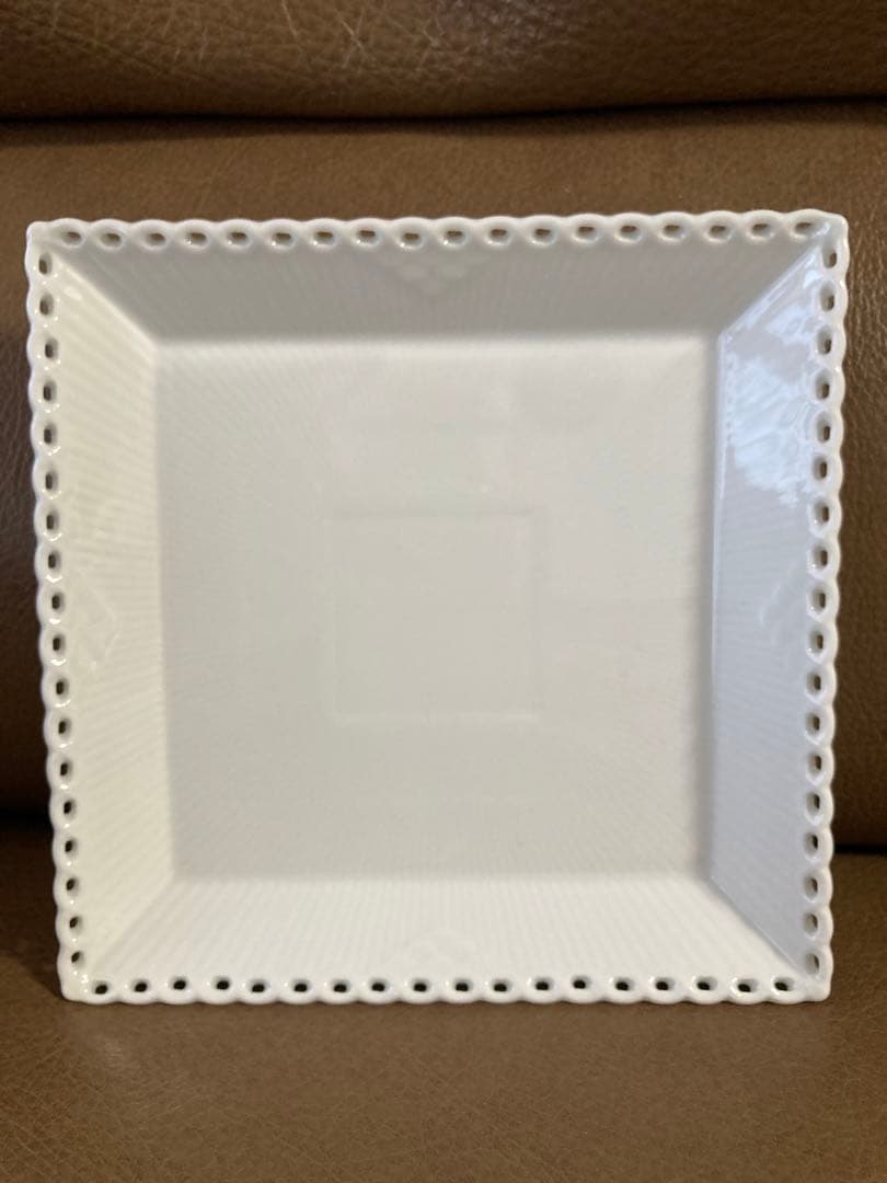 未使用 ロイヤルコペンハーゲン ホワイトフルーテッド フルレース スクエア S